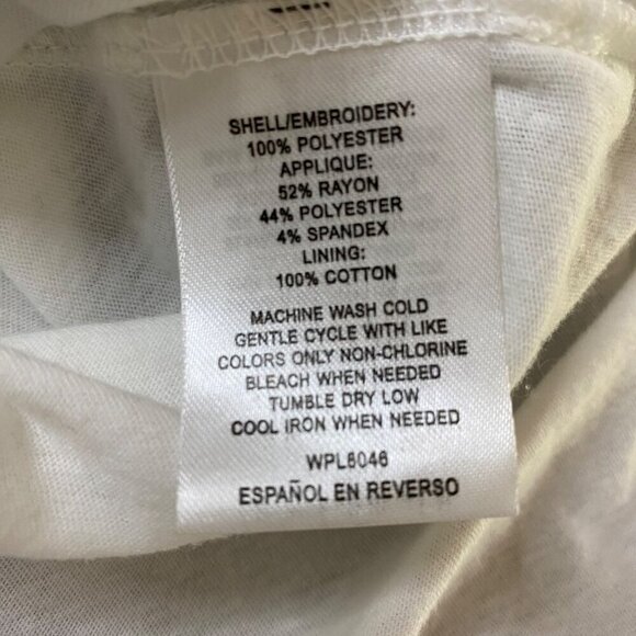 Maison Jules Fit & Flare Dress Cotton Lining With Mesh/Floral Applique Overlay M - Picture 9 of 9